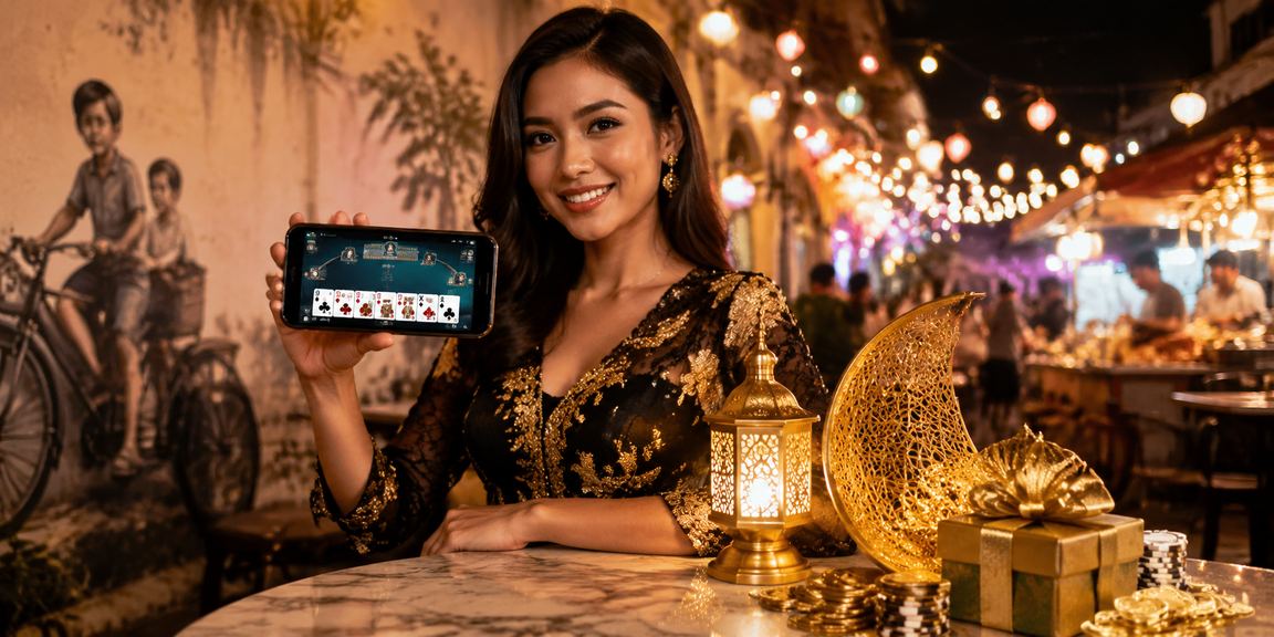 Suasana permainan kad rummy Hari Raya di Pulau Pinang melalui platform 6300